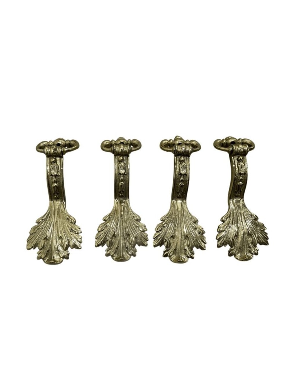 Vintage Hollywood Regency Style Solid Brass Chandelier Embellishment Set 4